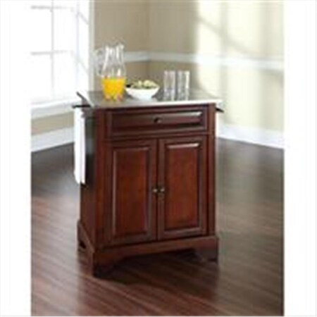 Betterbeds Crosley Furniture LaFayette Stainless Steel Top Portable Kitchen Island in Vintage Mahogany Finish BE2613726